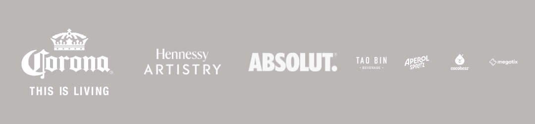 Corona, Hennessy Artistry, Absolut, Tao Bin, Aperol Spritz, Cocobear and Megatix