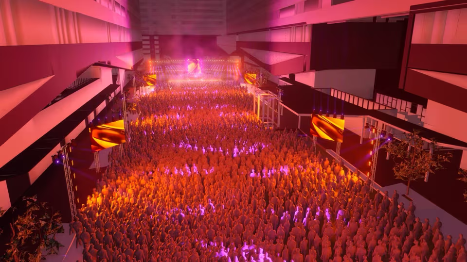 Cloud 11 venue entrance and stage area